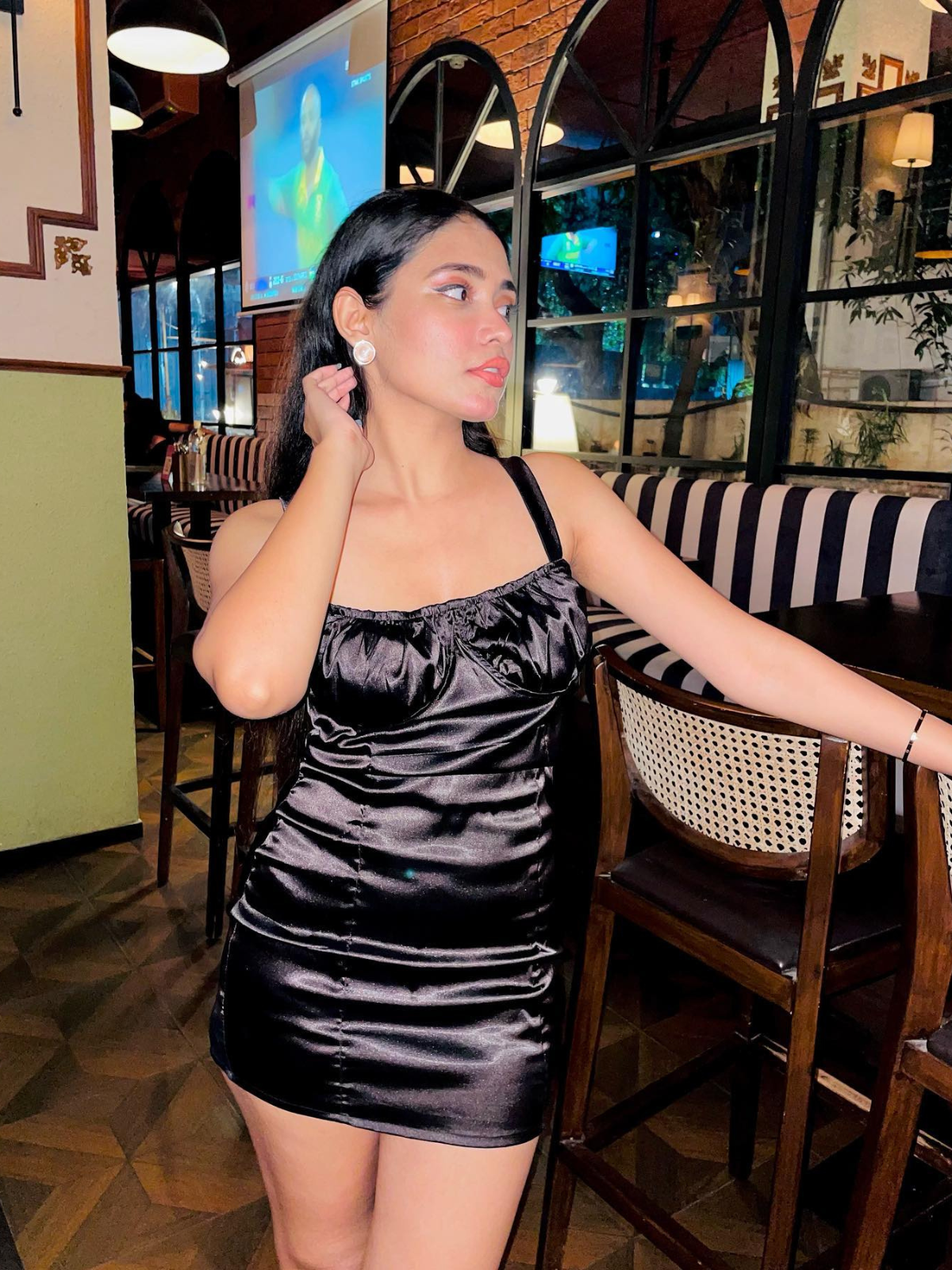 Stargazing black satin mini dress - Emprall