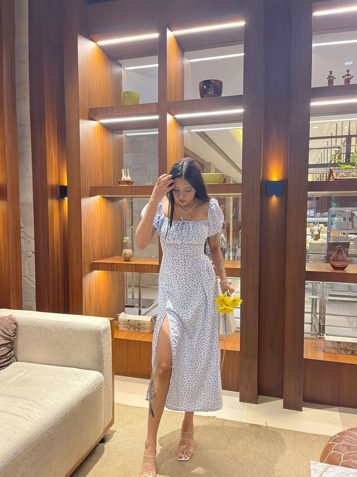 Madison white & blue dress - Emprall