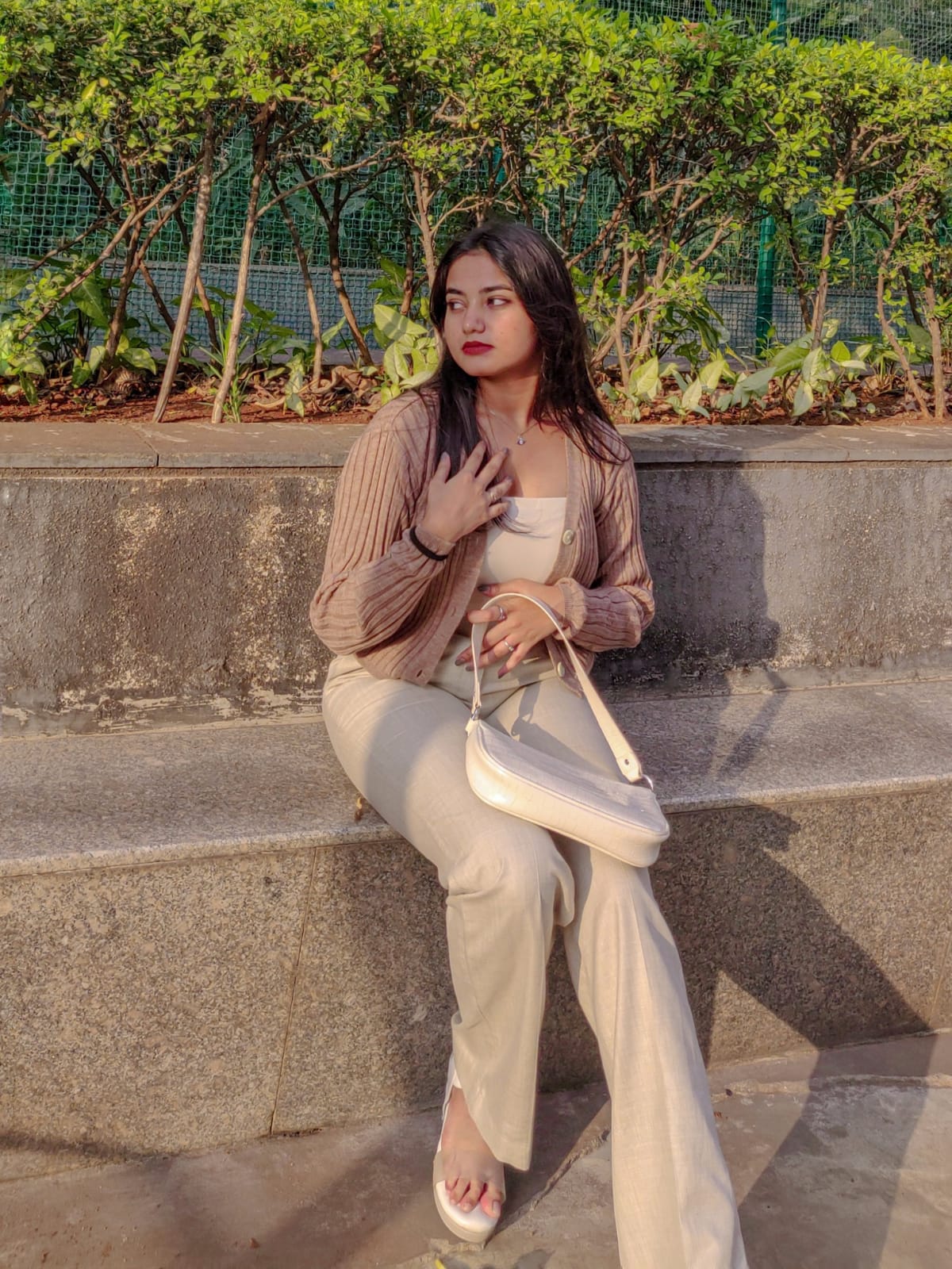 Elsa beigish knitted cardigan top