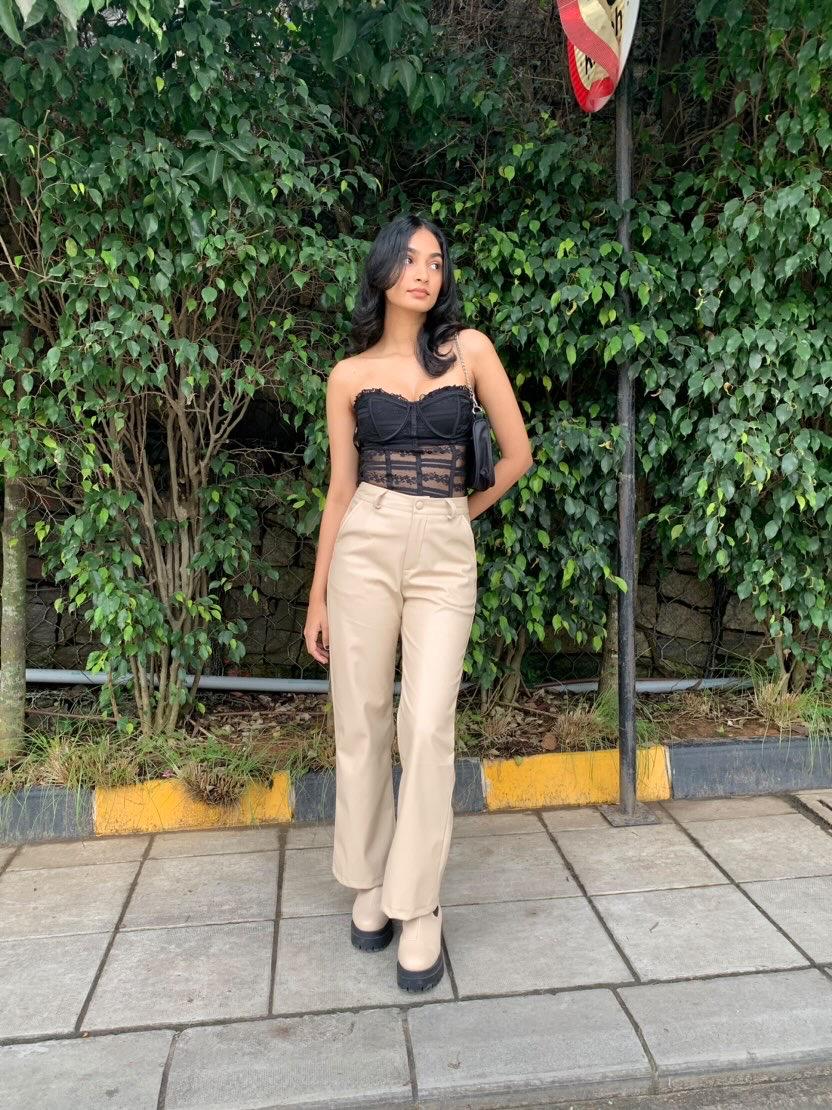 Bronx PU pants Beige - Emprall