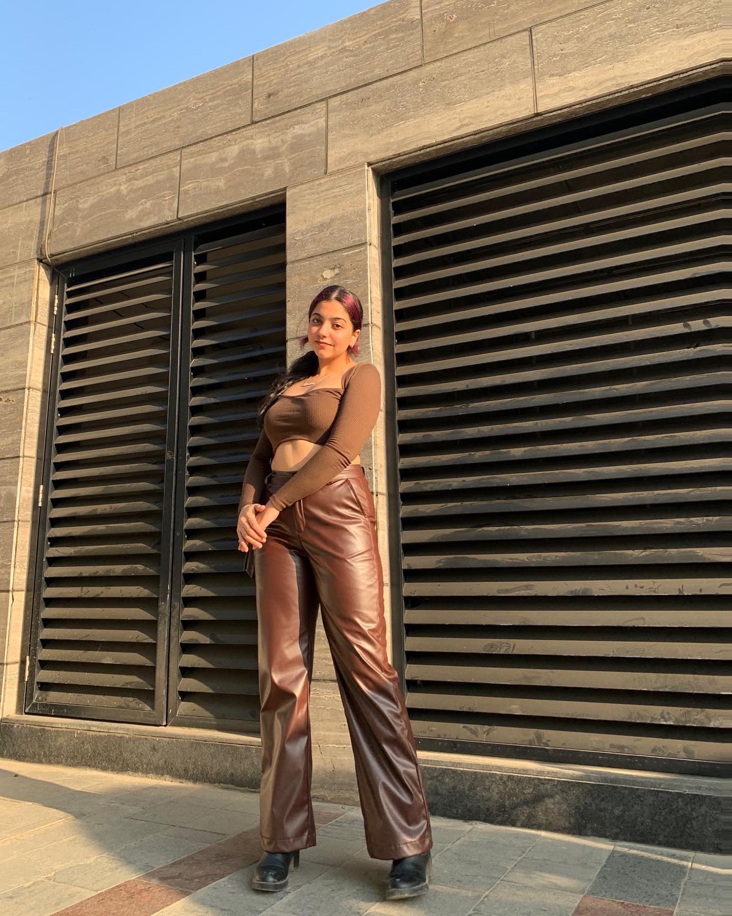 Bronx PU pants Brown - Emprall