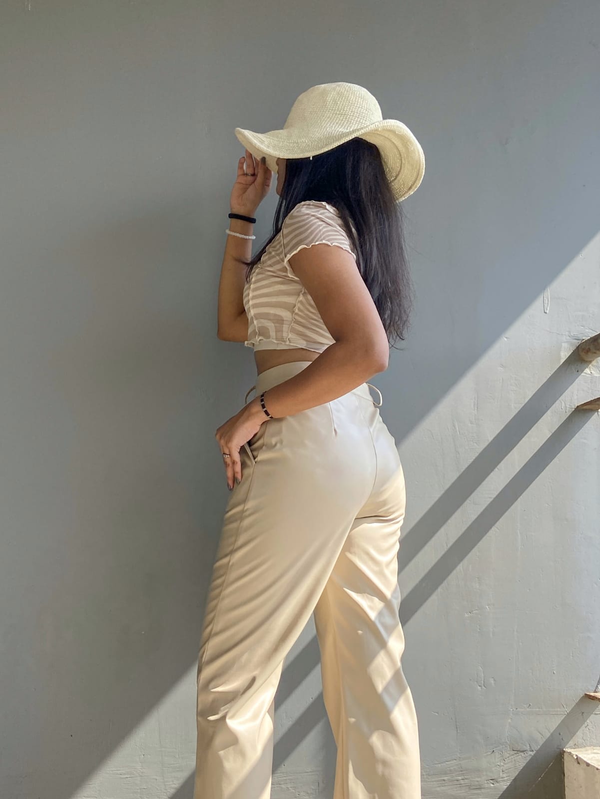 Bronx PU pants Beige - Emprall