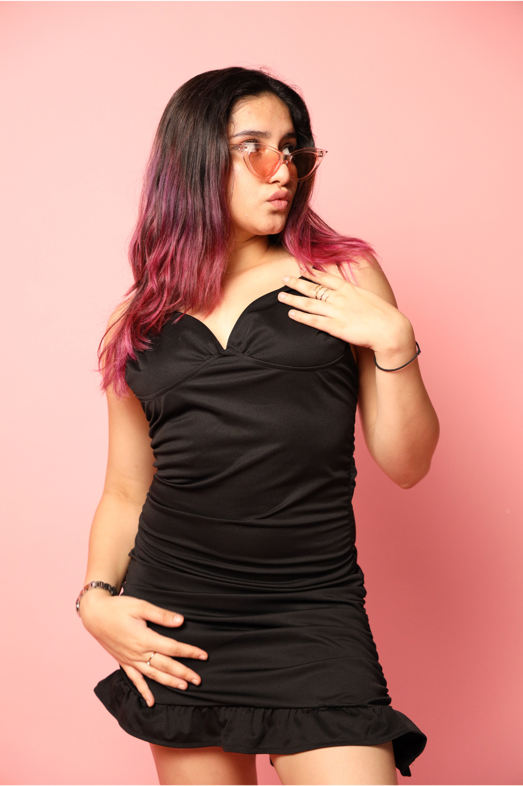 Celena black dress with mesh gloves - Emprall