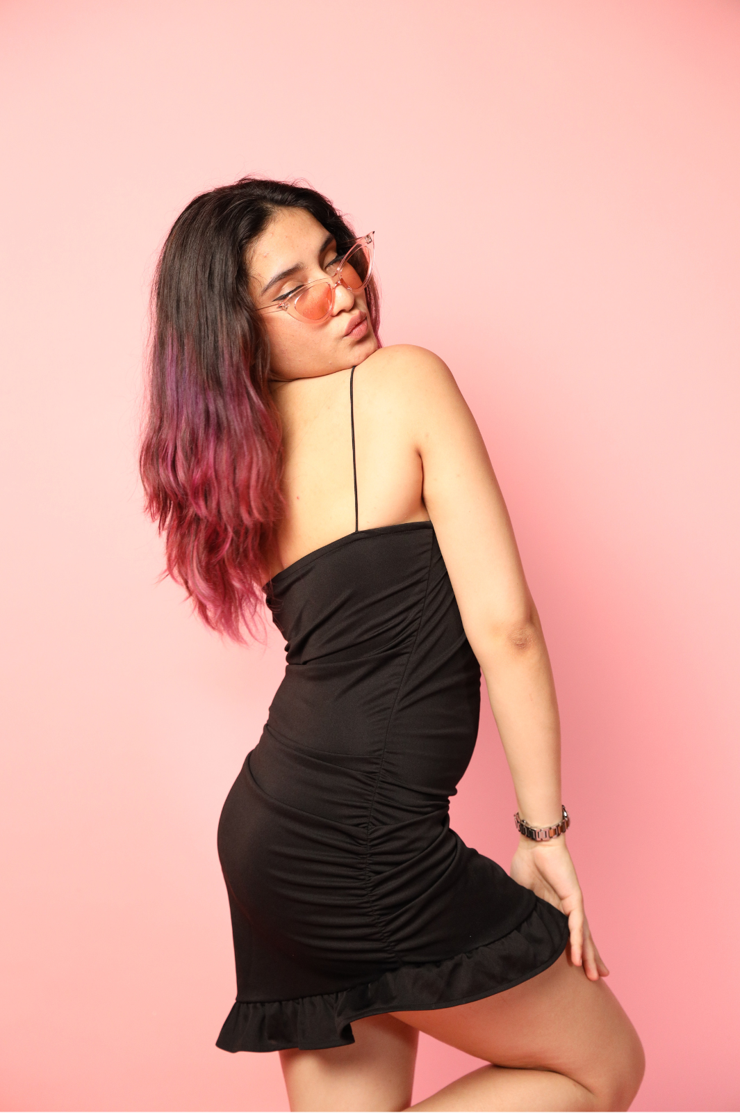 Celena black dress with mesh gloves - Emprall