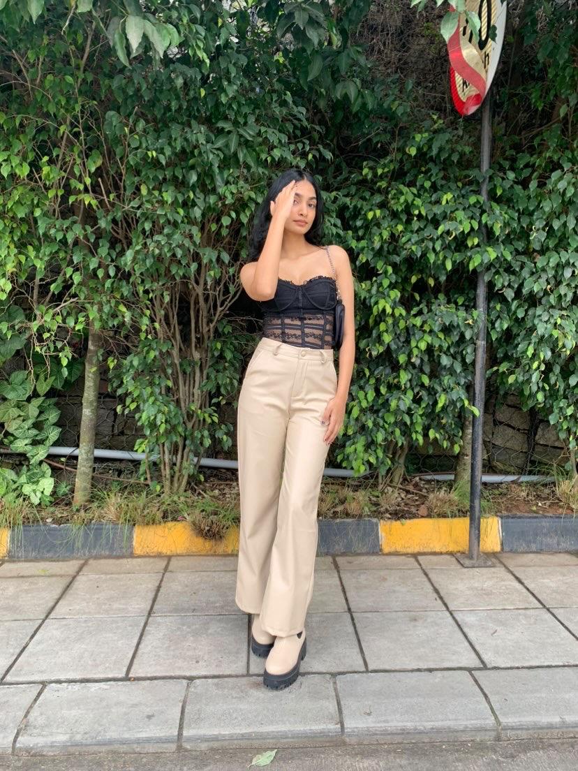 Bronx PU pants Beige - Emprall