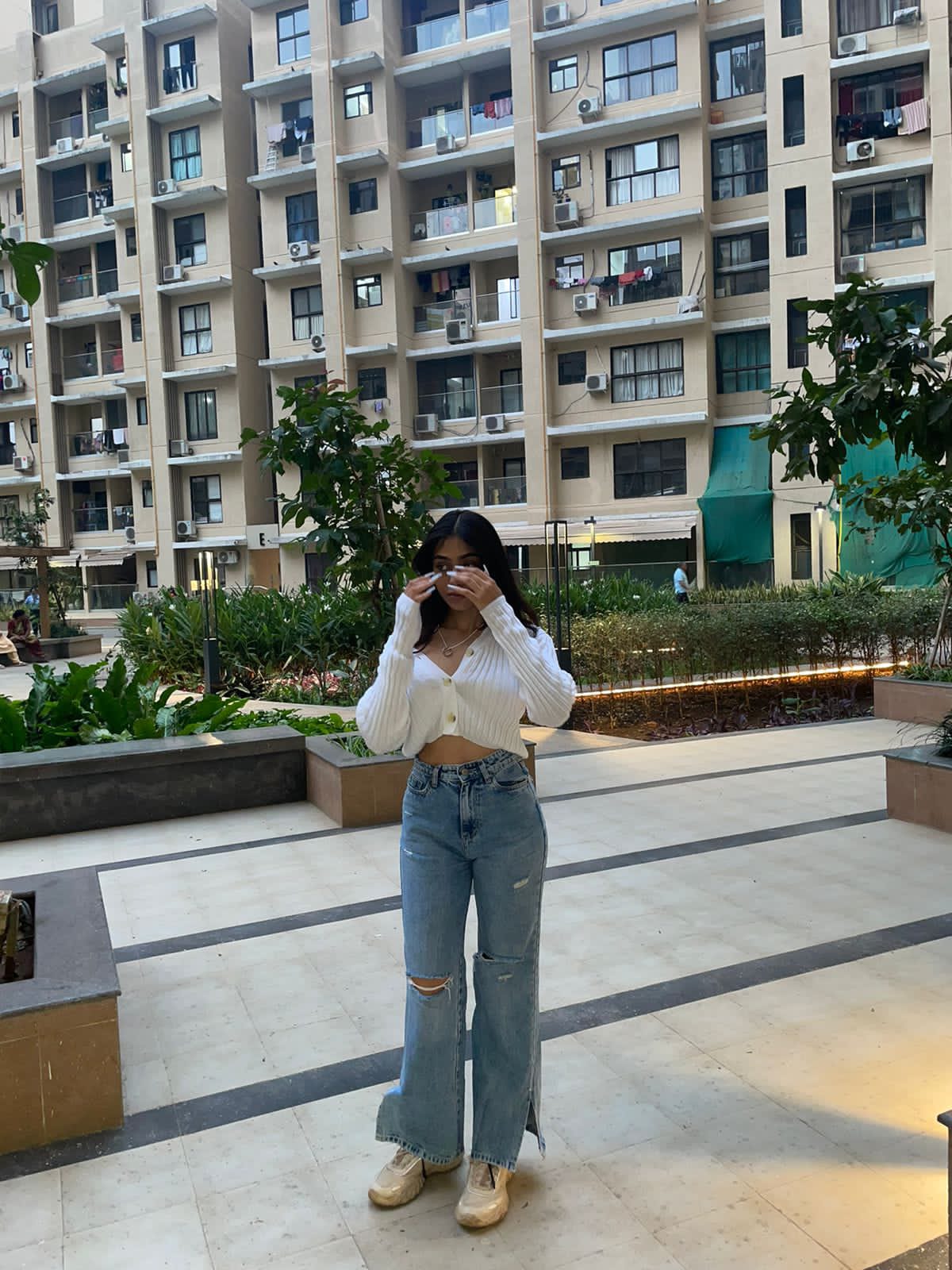 Elsa white knitted cardigan top - Emprall