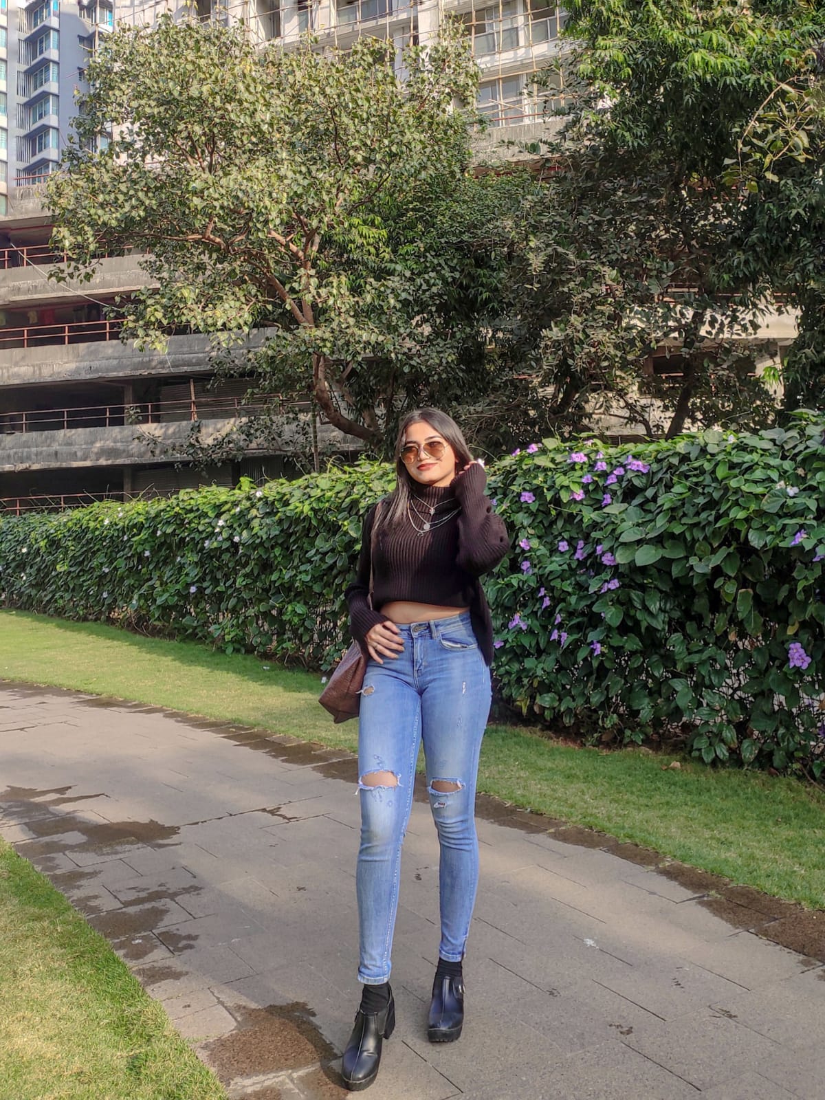 Ivana black oversized polo neck jumper - Emprall