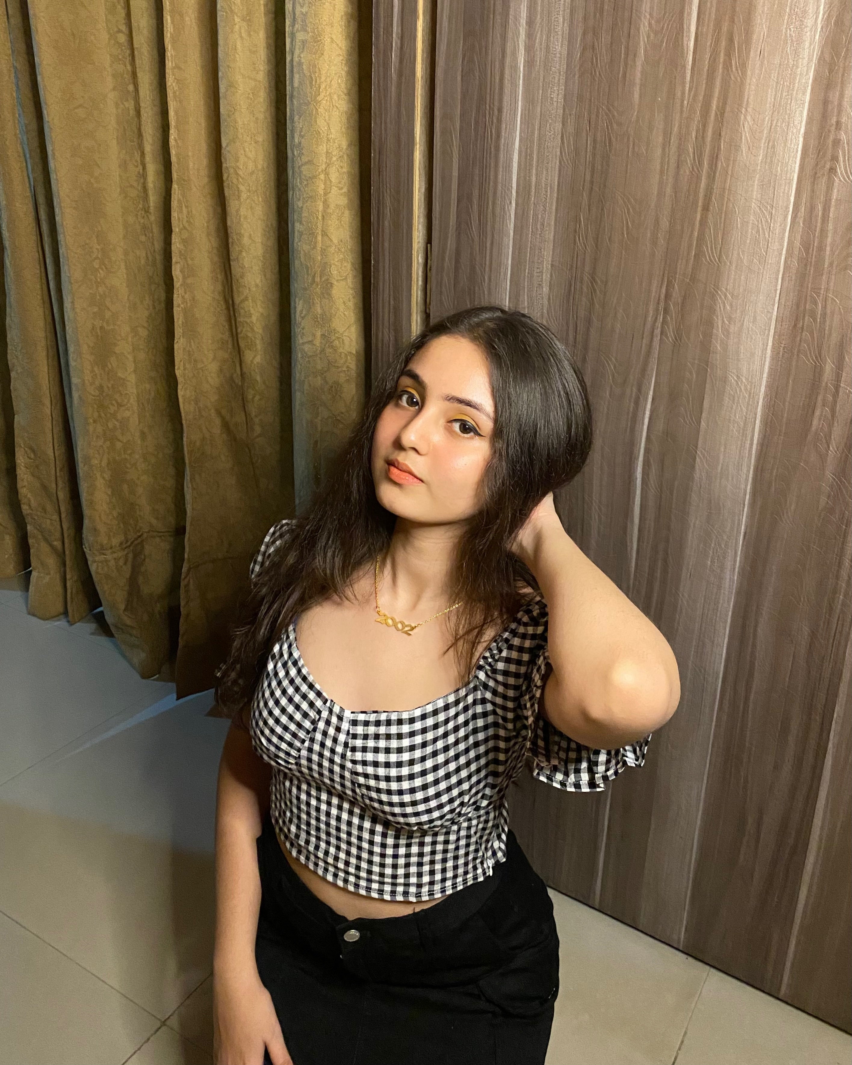 Polly white & black checks top - Emprall