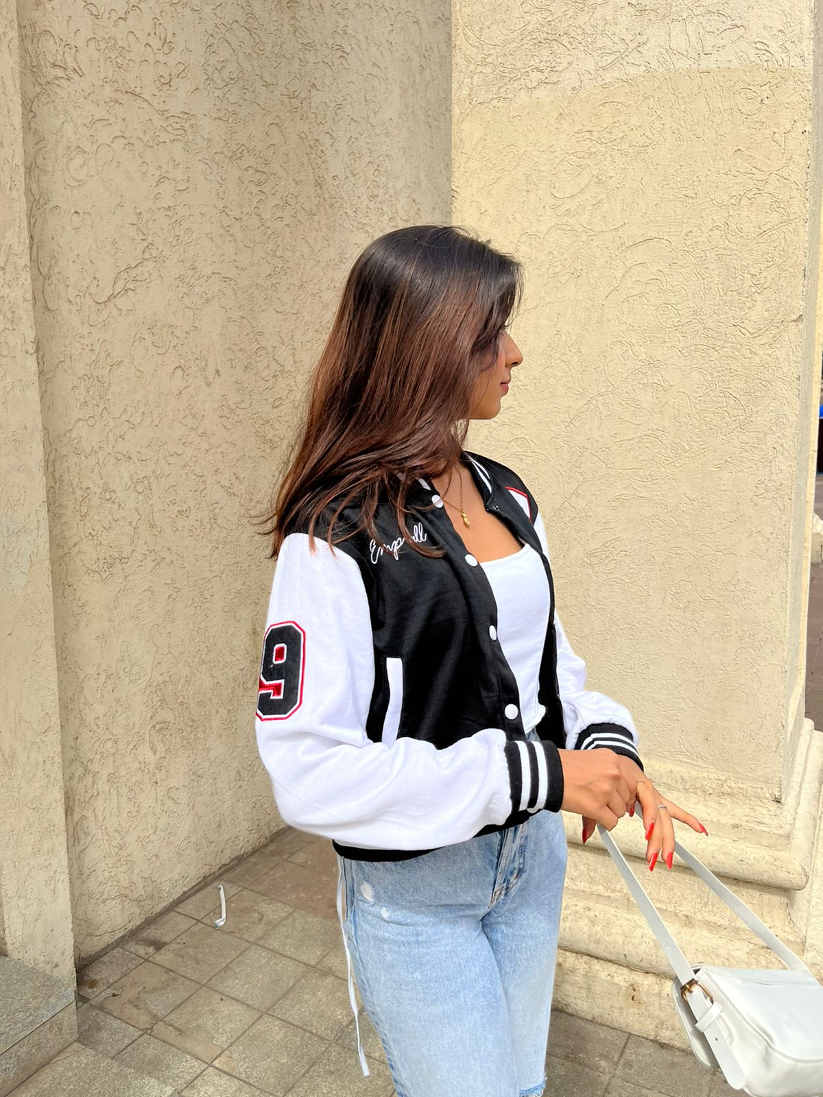 Black crop varsity jacket - Emprall