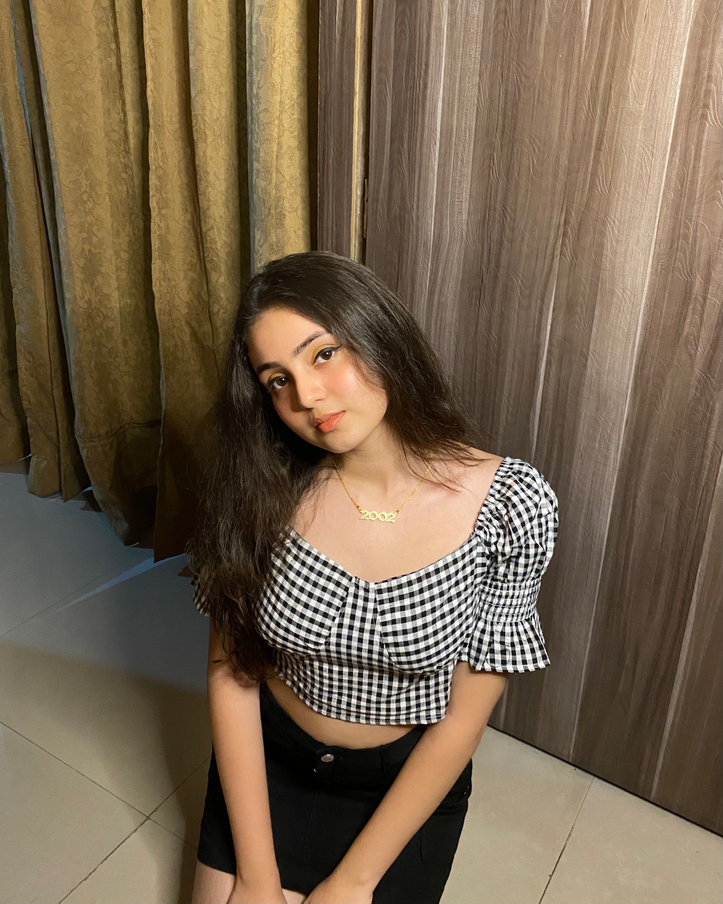 Polly white & black checks top - Emprall