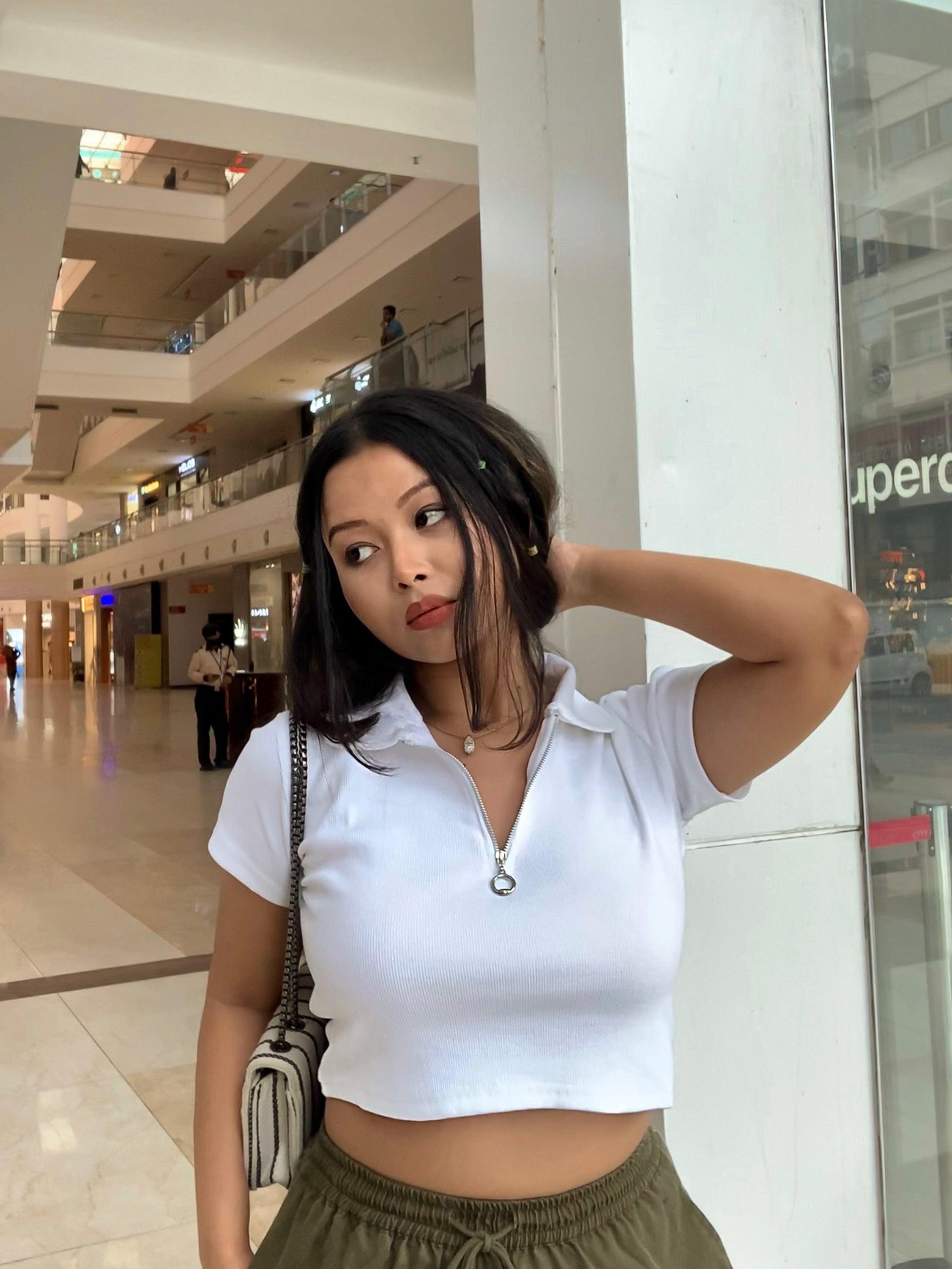 Love Me White Zipper Polo - Emprall