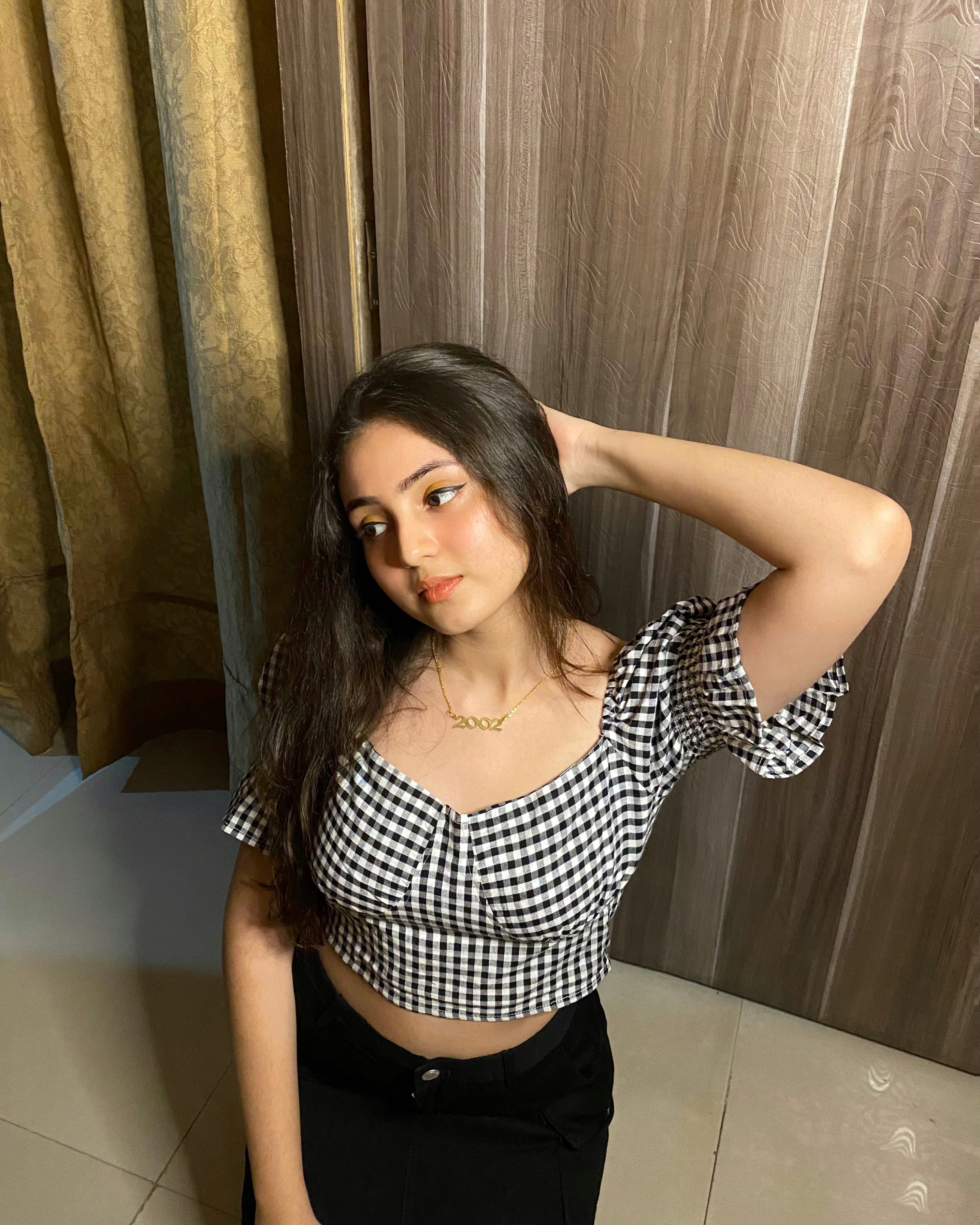 Polly white & black checks top - Emprall