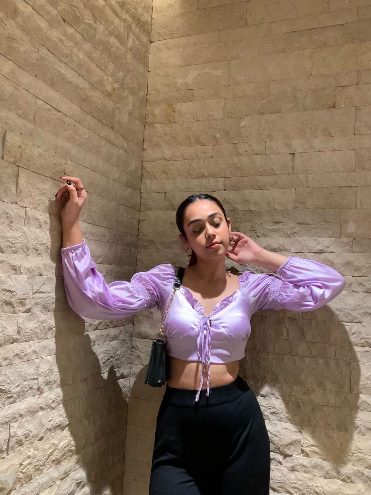 Elise Lilac satin top - Emprall