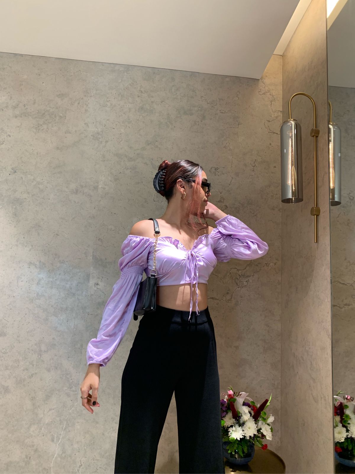 Elise Lilac satin top - Emprall