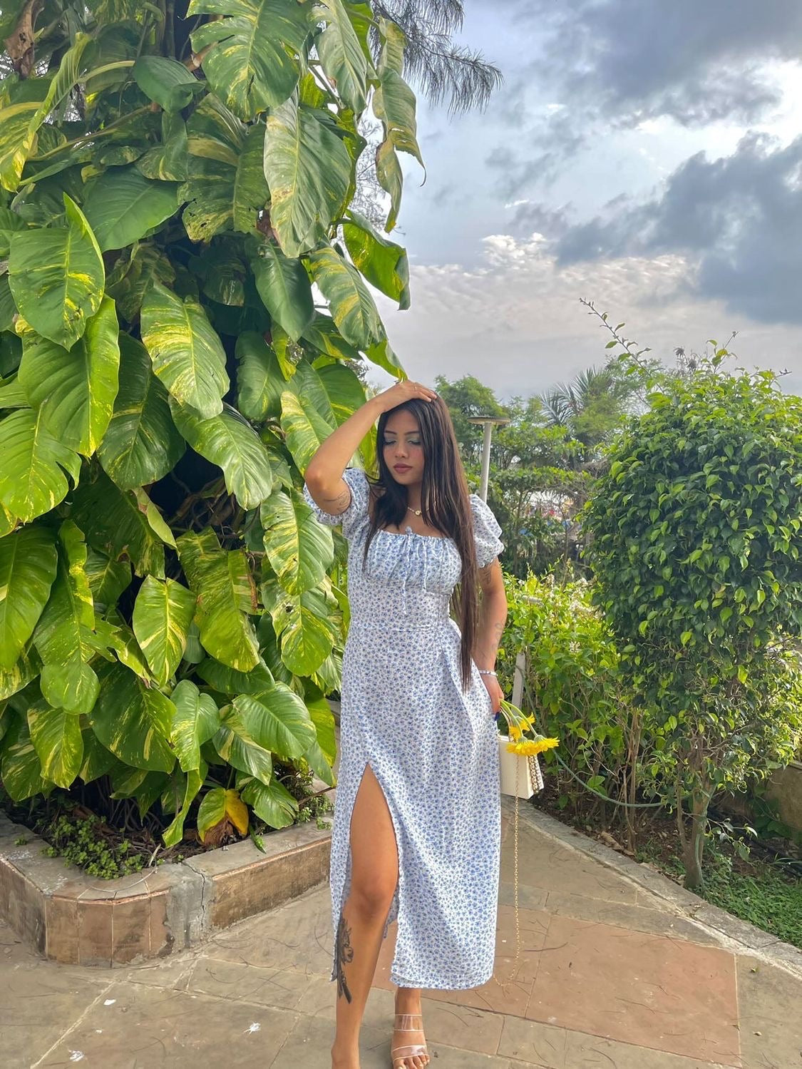 Madison white & blue dress - Emprall