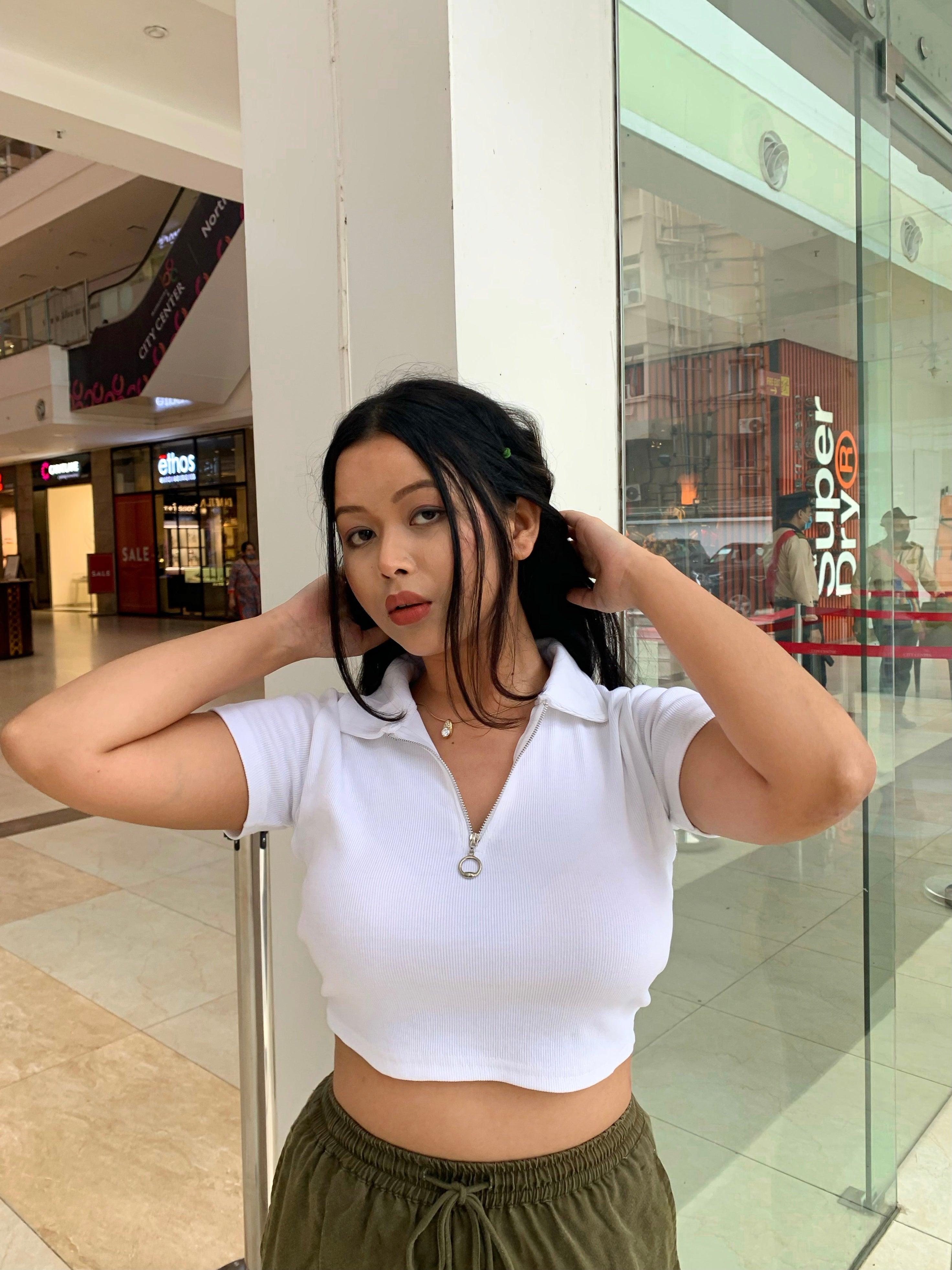 Love Me White Zipper Polo - Emprall