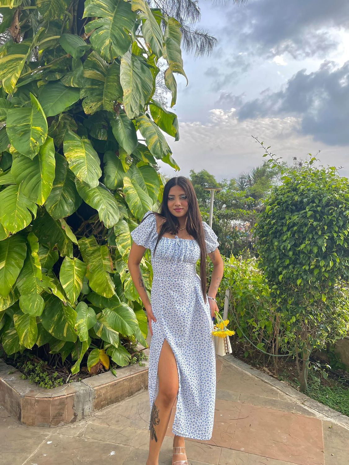 Madison white & blue dress - Emprall