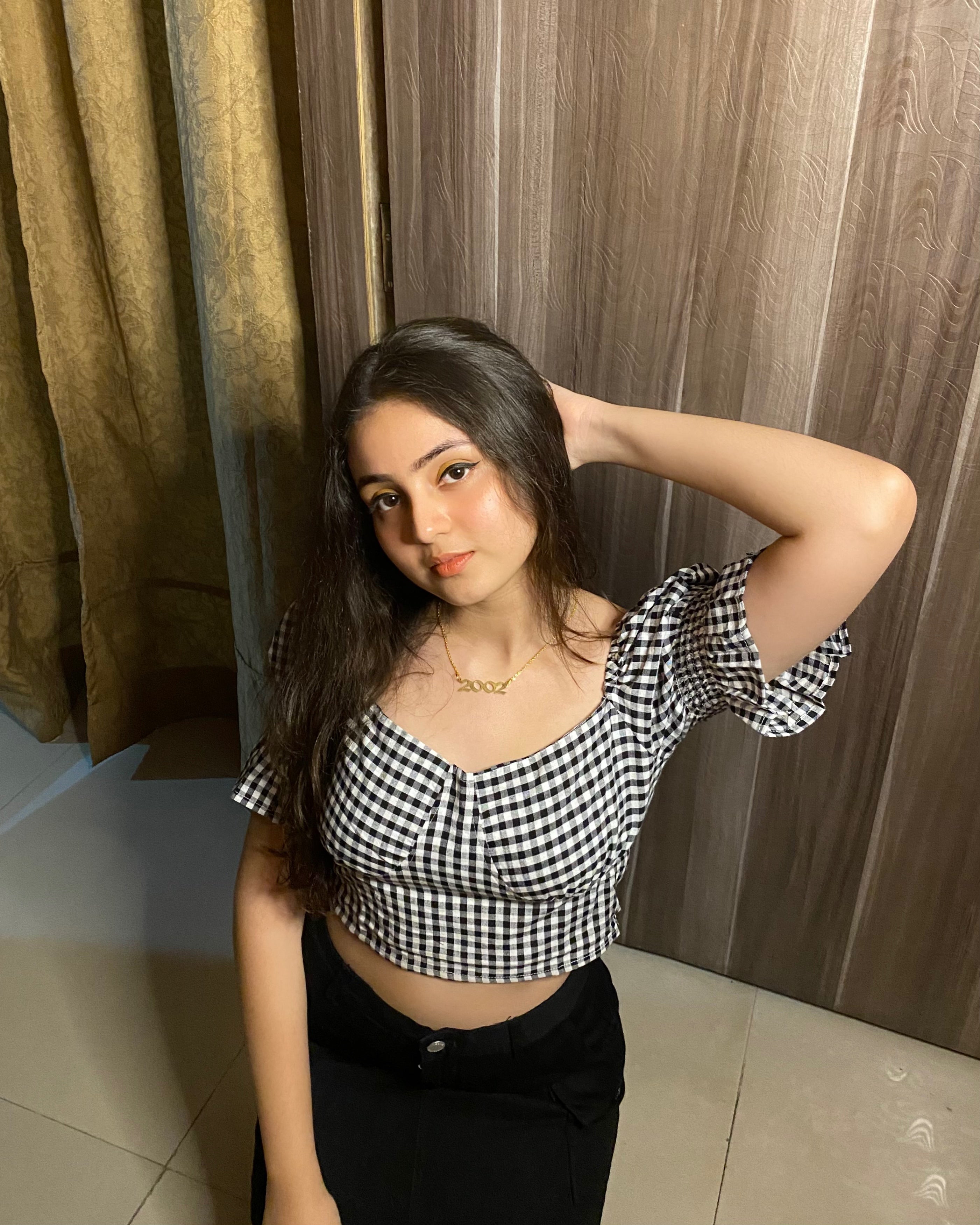 Polly white & black checks top - Emprall