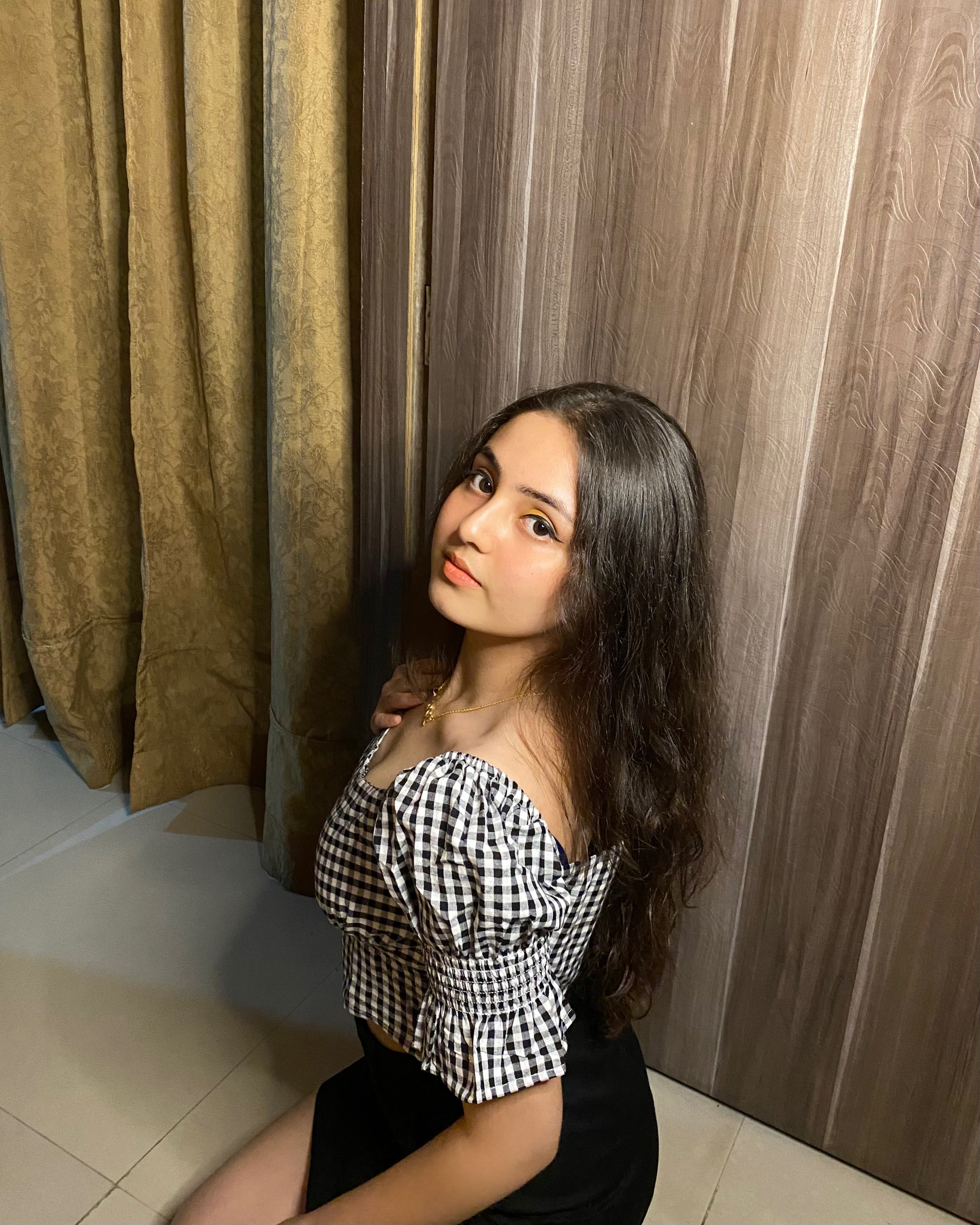 Polly white & black checks top - Emprall