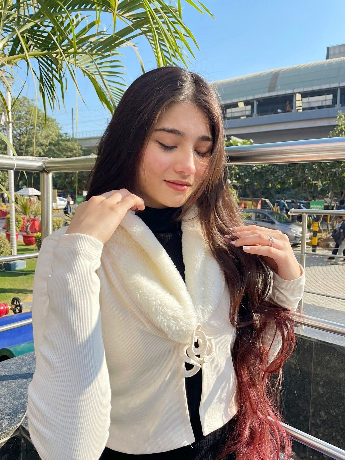 Zuri Cream faux cardigan top - Emprall