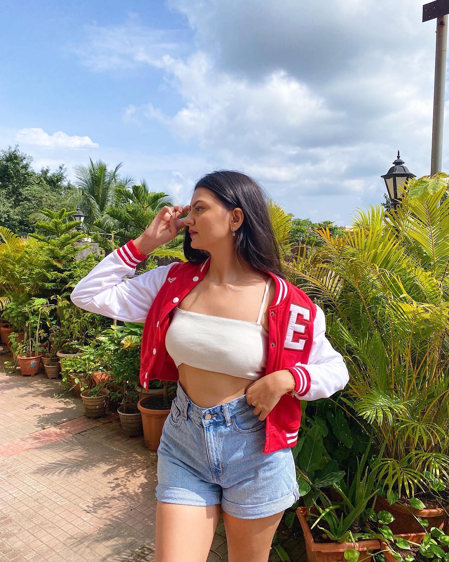 Red crop varsity jacket - Emprall