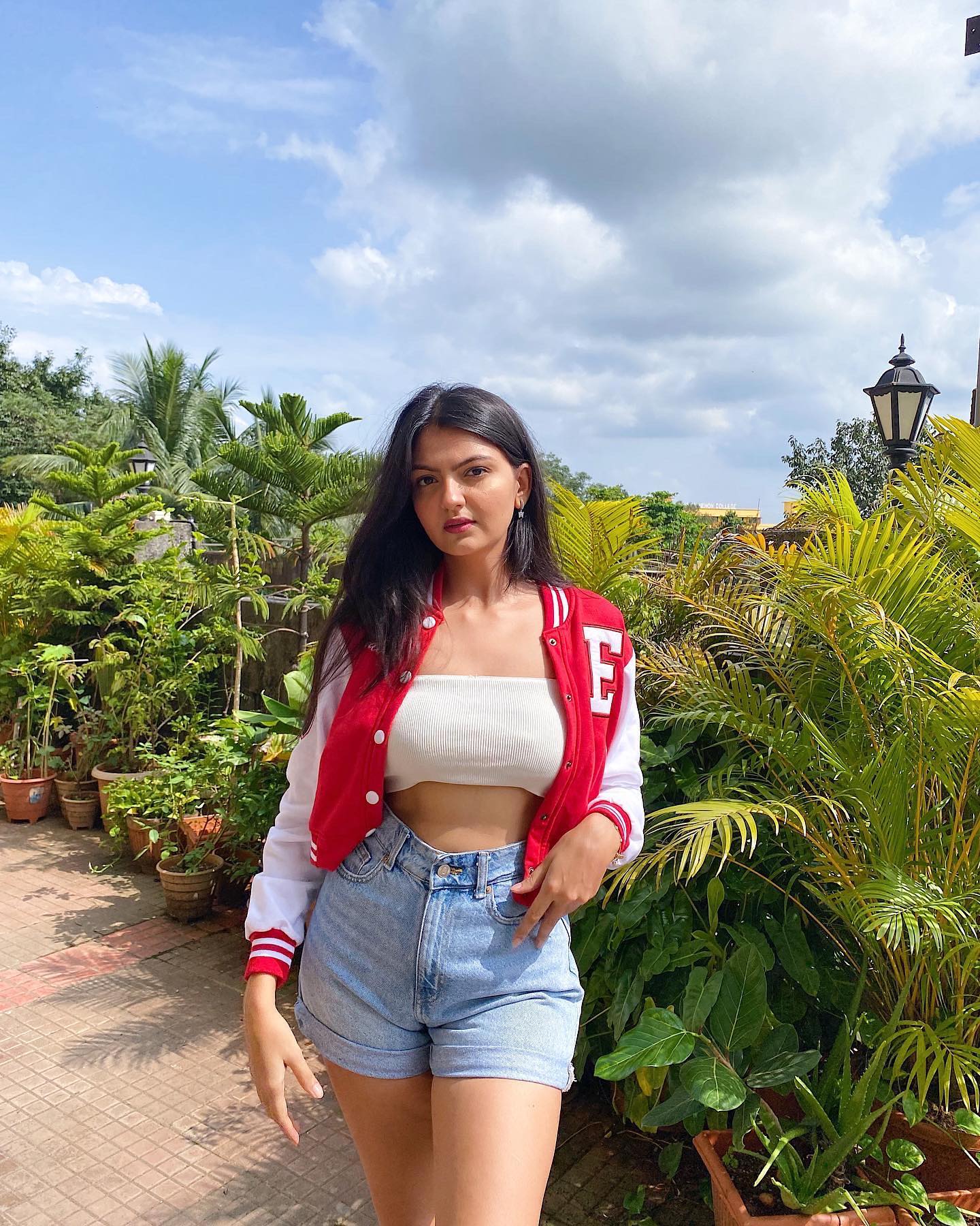 Red crop varsity jacket - Emprall