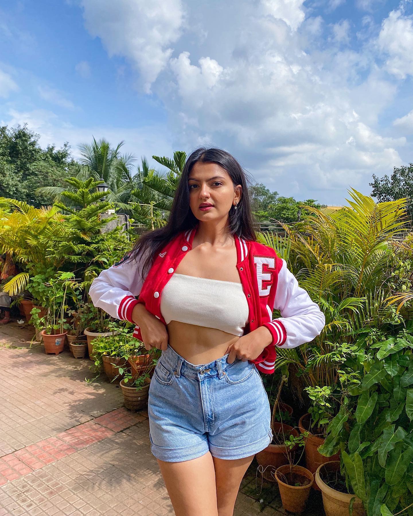 Red crop varsity jacket - Emprall