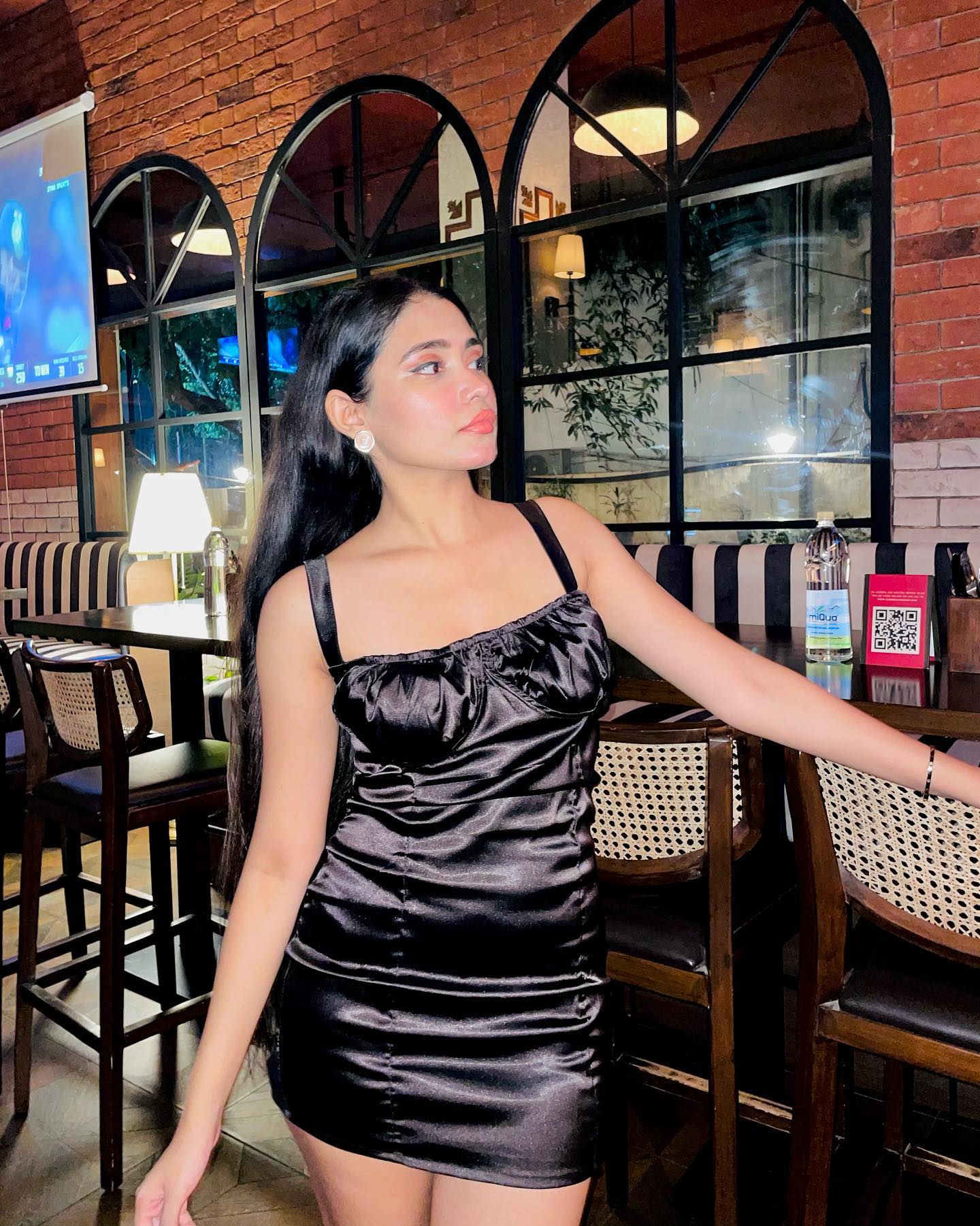 Stargazing black satin mini dress - Emprall