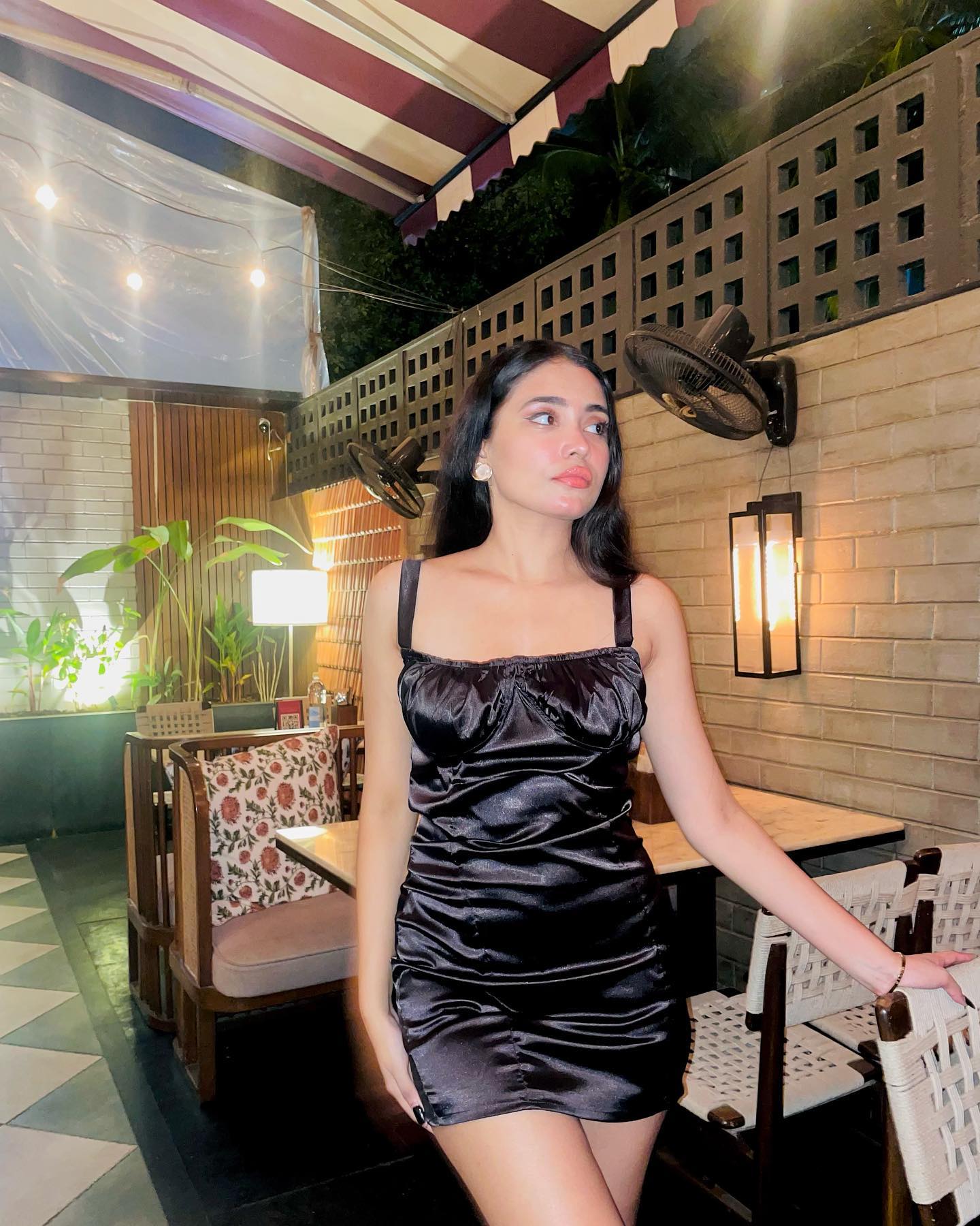 Stargazing black satin mini dress - Emprall