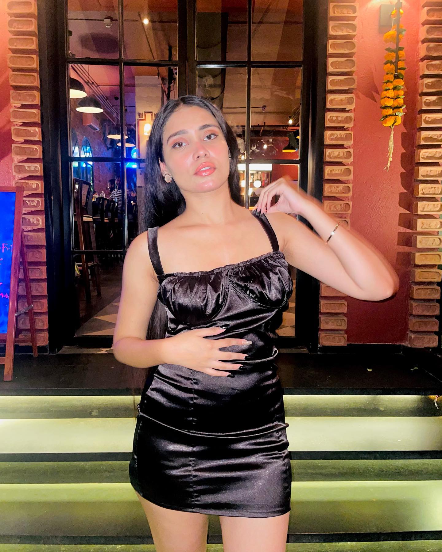 Stargazing black satin mini dress - Emprall