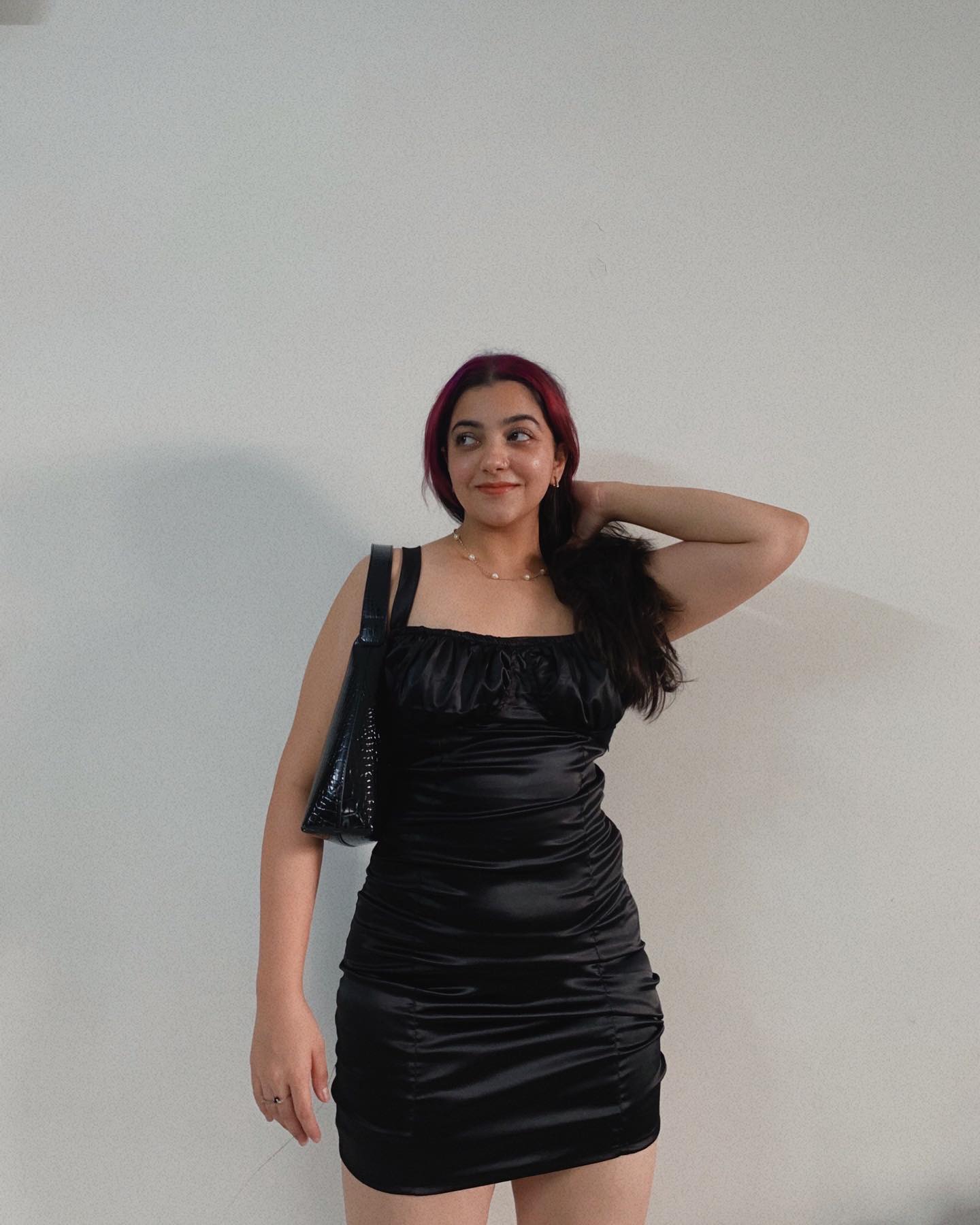 Stargazing black satin mini dress - Emprall 