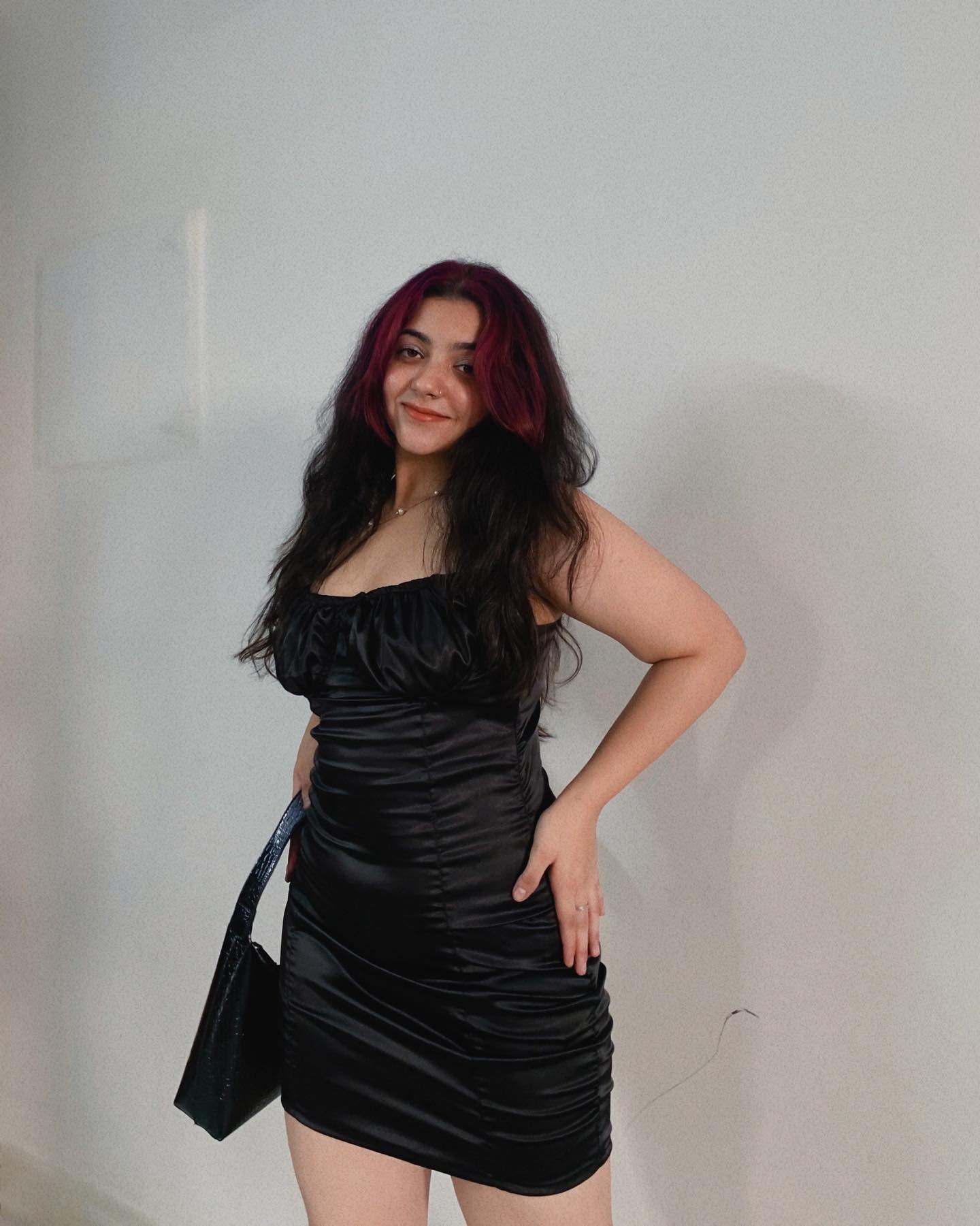 Stargazing black satin mini dress - Emprall