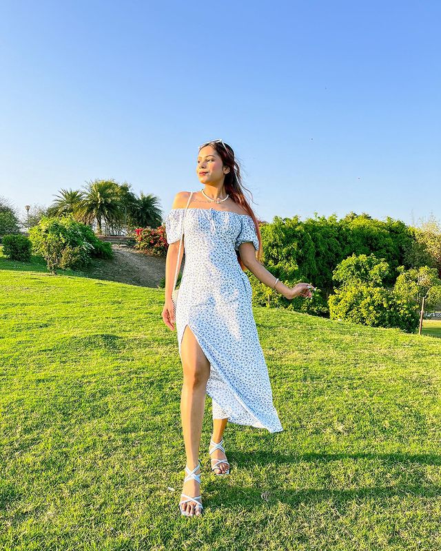 Madison white & blue dress - Emprall