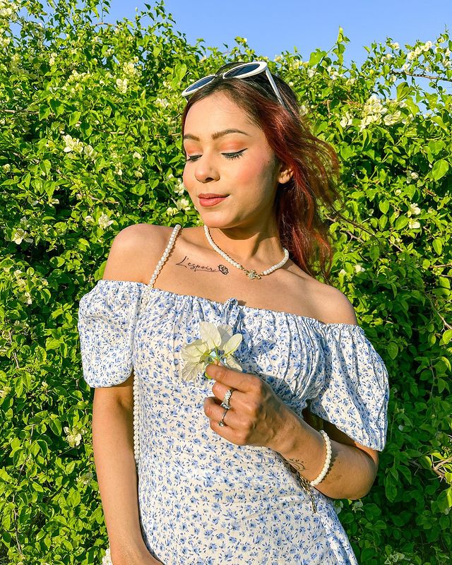 Madison white & blue dress - Emprall