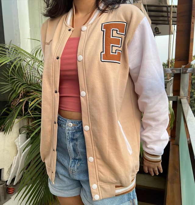 Beige Varsity Jacket - Emprall