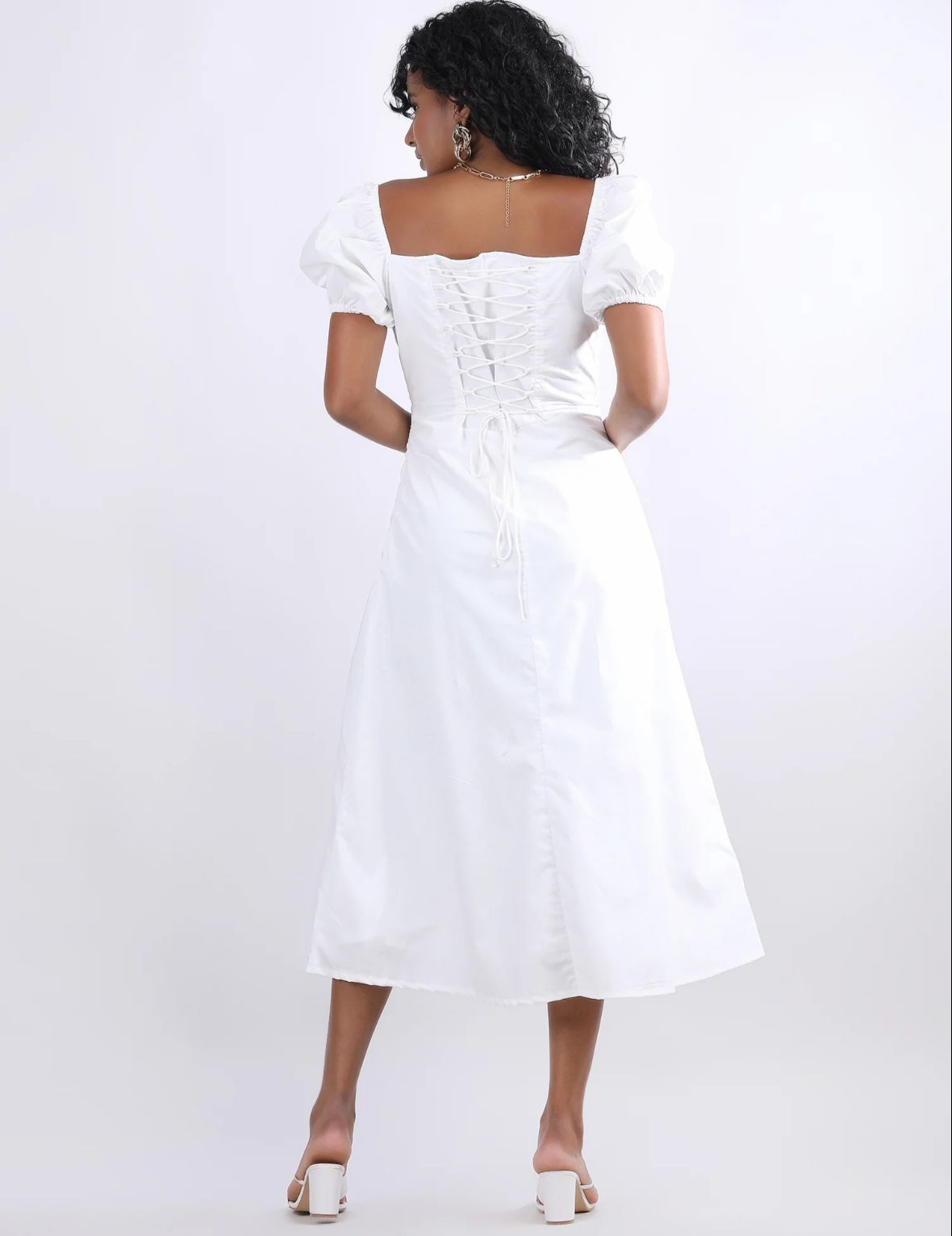 Donella Tie up white dress