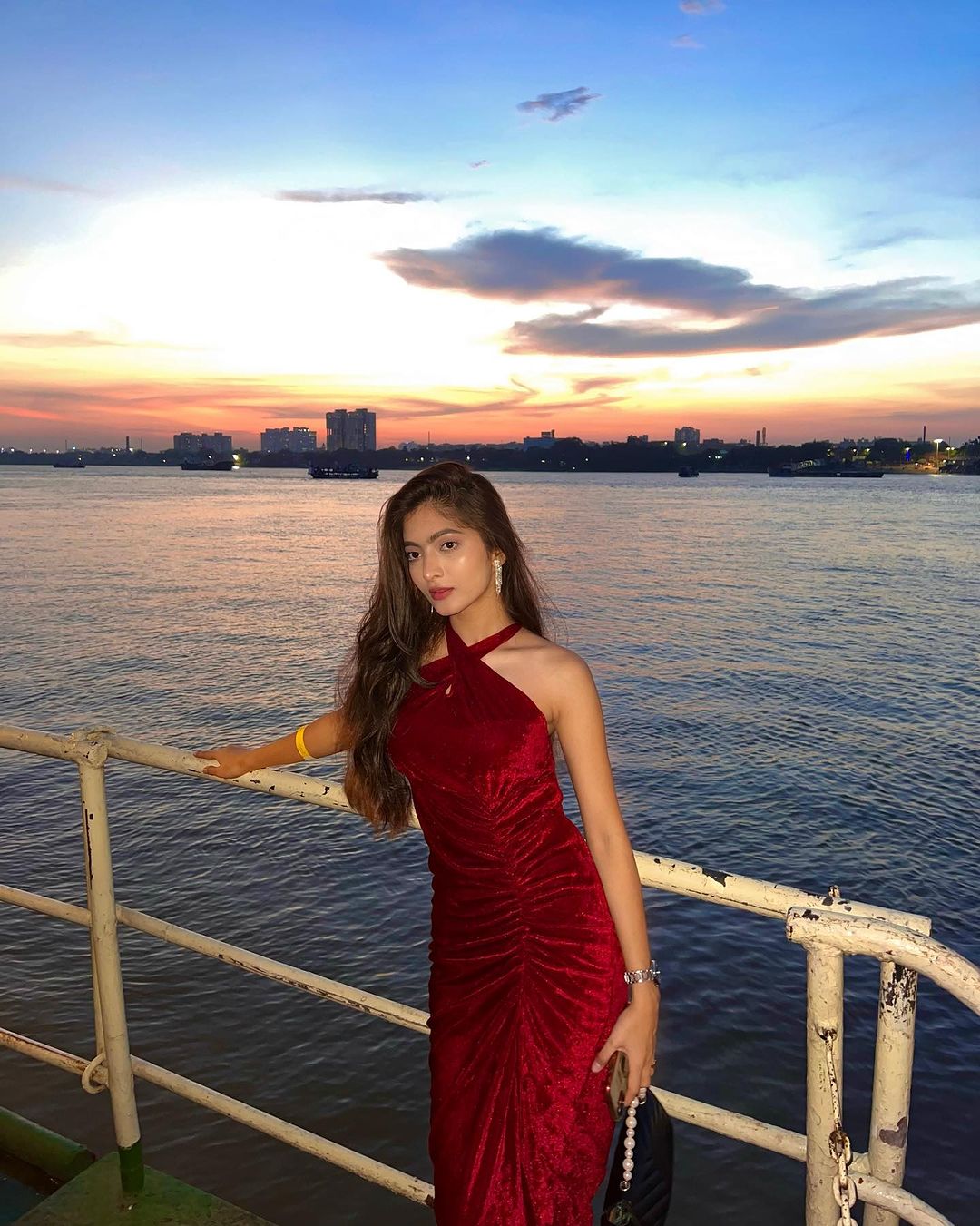 Liza maroon velvet dress