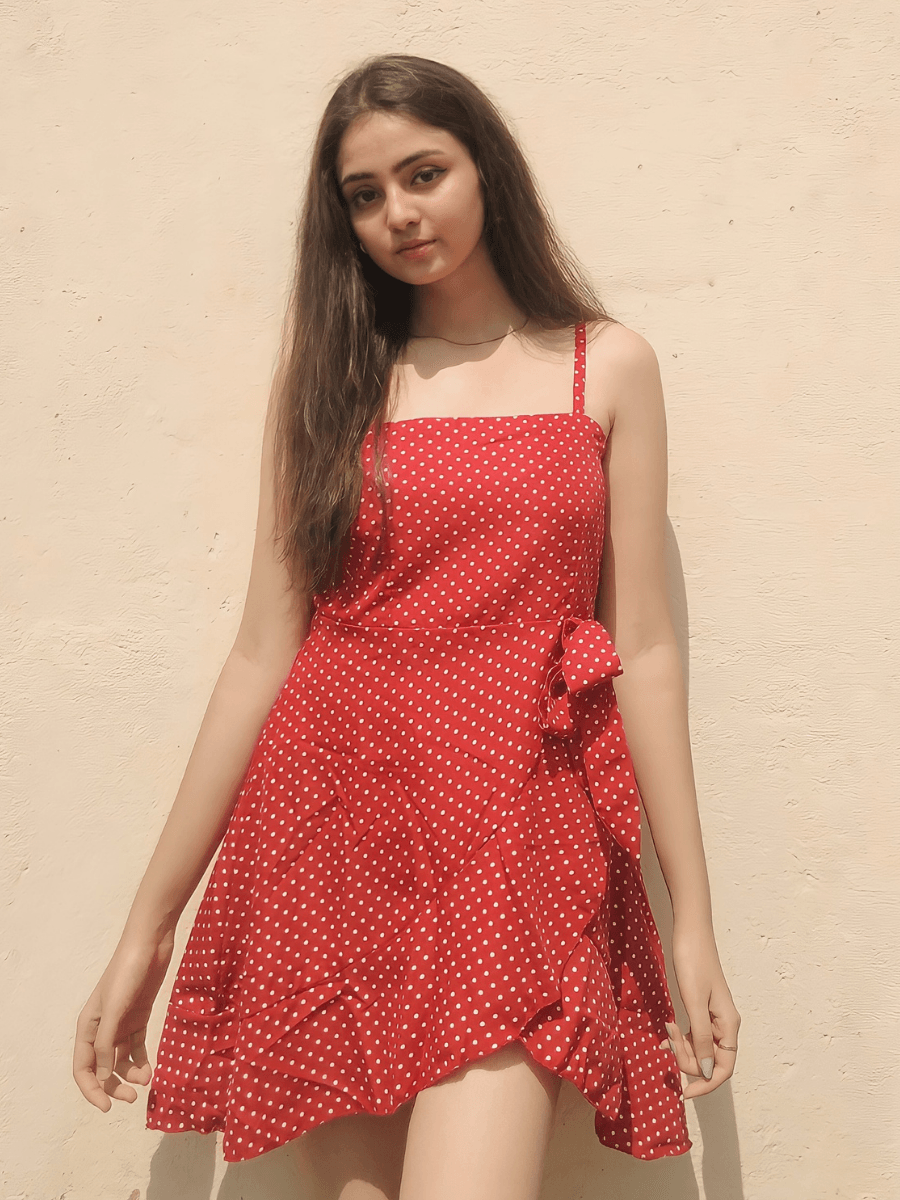 Madeline Red knot dress