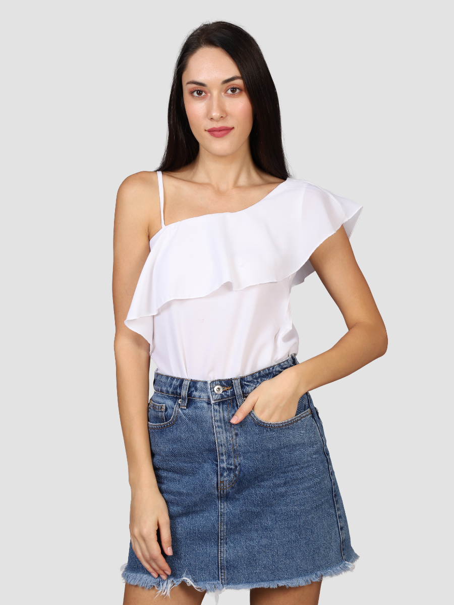 Pearl White Off Shoulder Top