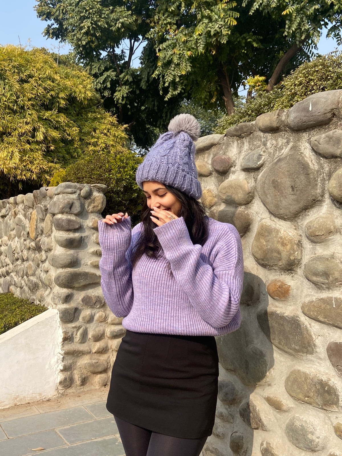 Light lilac knitted oversized jumper